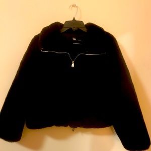 ZARA BRAND BLACK  FUR COAT ABSOLUTELY GORGEOUS LIKE NEW
